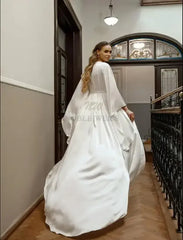Chiffon Satin Bride Robe with Long Sleeve Jacket Wedding Gowns and Nightgown Lingerie