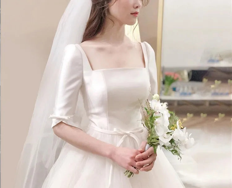 Customized Wedding Dress Plus Size Half Sleeve Ball Gown