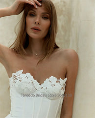 Customized Stunning Wedding Dresses See Through Bridal Gowns A Line Lace and Satin Collections