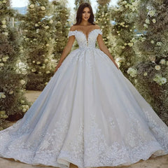 Flavinke Customized Women's Wedding Dresses Lace Applique Gowns