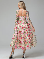 Cicinia Tea Length Strapless Zipper Long Sleeves Prom Dresses