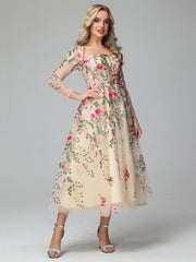 Cicinia Tea Length Strapless Zipper Long Sleeves Prom Dresses