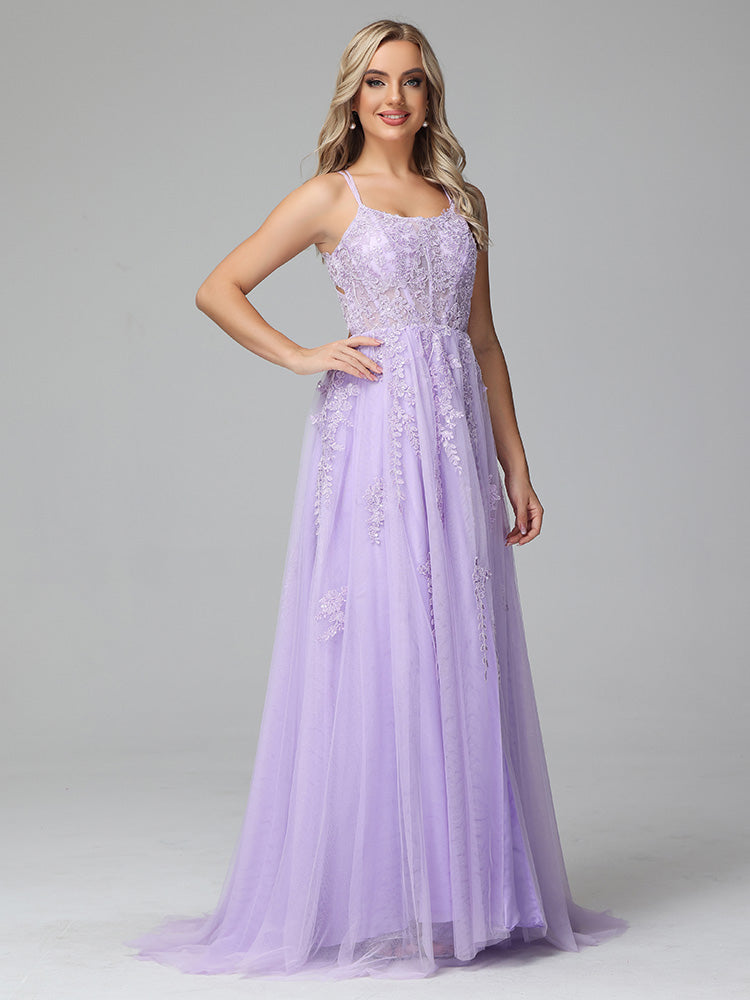 Charming Sweep Train Criss-Cross Straps Sleeveless Prom Dresses