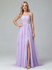 Charming Sweep Train Criss-Cross Straps Sleeveless Prom Dresses