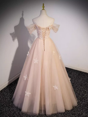 Vintage Ball Gown Off The Shoulder Tulle Long Prom Dress Formal Dresses PD0048