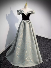 Pretty A line Off The Shoulder Satin Long Evening Party Dress Prom Dresses PD0051