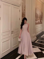 Classy A Line Scoop Neckline Long Light Pink Prom Dresses Birthday Outfits Evening Gown SD1024