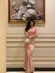 Gorgeous Mermaid Spaghetti Straps Pink Floral Date Night Dress Prom Dresses Birthday Outfits SD1097