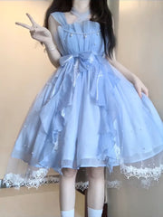 French Ball Gown Square Neckline Short Blue Lolita Dresses Party Dress Birthday Outfits SD1206