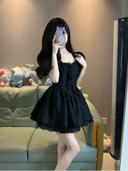 Ball Gown Square Neckline Black Holiday Dress Birthday Dresses Birthday Outfits SD1236