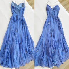 Pretty Mermaid Spaghetti Straps Lilac Long Prom Dresses Party Dress SD1359