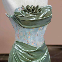 Sexy Mermaid Sweetheart Green Long Evening Dress Satin Prom Dresses SD1494
