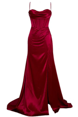 Sexy Mermaid Spaghetti Straps Olive Green Long Evening Dress Backless Prom Dresses SD1505