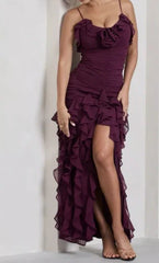 Sexy Mermaid Spaghetti Straps Ankle Length Chiffon Evening Dress Prom Dresses SD1642
