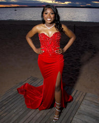 Best Mermaid Prom Dress with Slit Elegant Gowns Evening