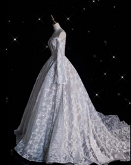 Timeless Ball Gown Off The Shoulder White Lace Long Wedding Dresses Bridal Dress SD1979