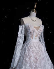 Timeless Ball Gown Off The Shoulder White Lace Long Wedding Dresses Bridal Dress SD1979