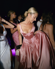 Elegant A Line V Neckline Floor-length Satin Long Pink Evening Dress Prom Dresses SD2031