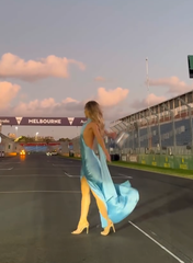 Gorgeous Mermaid Halter Satin Long Party Dresses Blue Backless Prom Dress SD2044