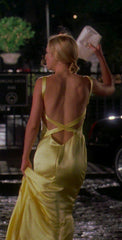 Gorgeous Mermaid Spaghetti Straps Floor Length Yellow Evening Dress Backless Prom Dresses SD2047
