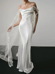 Timeless Mermaid Spaghetti Straps White Lace Wedding Dresses SD2139