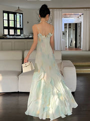Beautiful Mermaid Spaghetti Straps Green Long Party Dresses Prom Dress SD2403