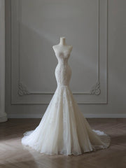 Timeless Mermaid Sweetheart Lace White Wedding Dresses Brides Dress SD2477