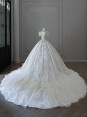 Timeless Ball Gown Jewel Neckline Sequin Half Sleeves Wedding Dress Bridal Dresses SD2489