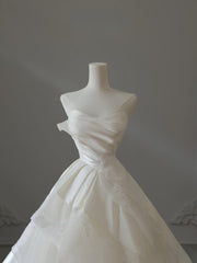 Timeless Ball Gown Strapless Satin Ivory Long Wedding Dress Bridal Dresses SD2490