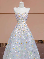 Gorgeous Balll Gown Sweetheart Floral Tulle Long Evening Dress Prom Dresses SD2749