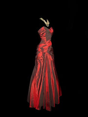Gorgeous Mermaid Sweetheart Red Taffeta Long Evening Dress Prom Dresses SD2753
