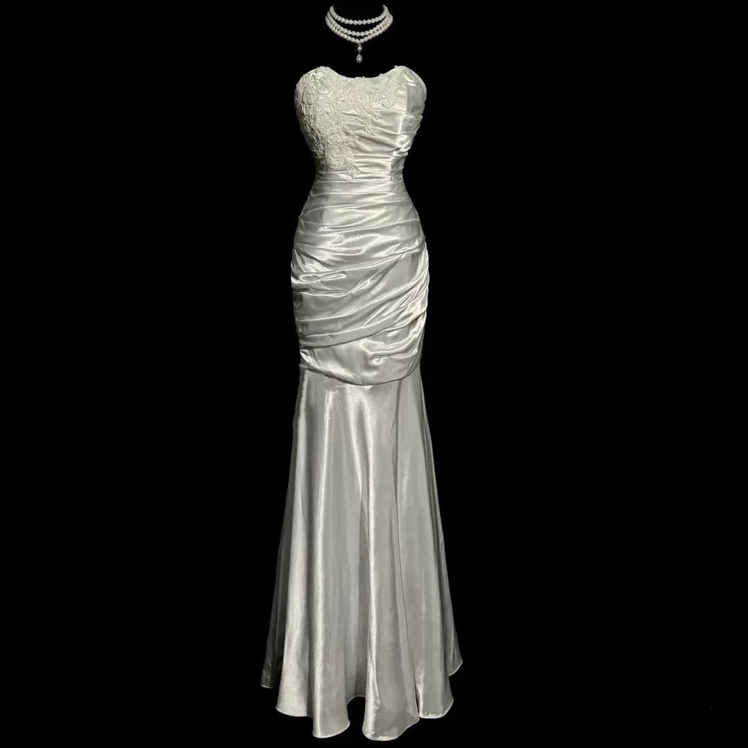 Classy Mermaid Sweetheart Lace Ivory Long Evening Gowns Prom Dress SD2757