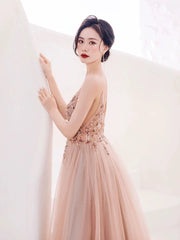 Pretty A line Spaghetti Straps Tulle Long Length Evening Dress Prom Dresses SD2783
