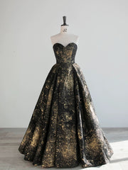 Vintage Ball Gown Sweetheart Sleeveless Long Prom Gown Fairy Black Prom Dresses SD2796