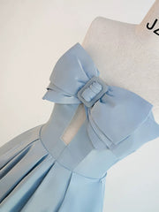 Gorgeous Balll Gown Sweetheart Blue Satin Long Evening Dress Prom Dresses SD2800