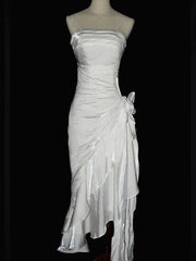 Vintage Mermaid Spaghetti Straps Satin Long Party Dress Prom Dresses S2806