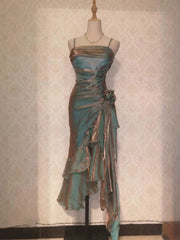 Retro Mermaid Spaghetti Straps High Low Party Dress Prom Dresses SD2820