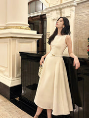 Pretty A Line Scoop Neckline White Ankle Length Evening Dress Prom Dresses SD2831