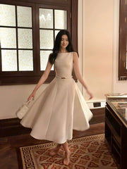 Pretty A Line Scoop Neckline White Ankle Length Evening Dress Prom Dresses SD2831