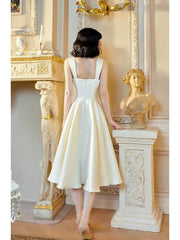 Sexy Sheath Square Neckline White Evening Dress Lace Prom Dresses SD2833