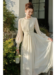 Modest A line Scoop Neckline Chiffon Ankle Length Evening Dress Prom Dresses SD2849