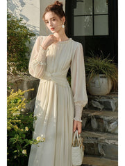 Modest A line Scoop Neckline Chiffon Ankle Length Evening Dress Prom Dresses SD2849