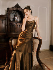 Retro Mermaid Spaghetti Straps Long Length Evening Dress Prom Dresses SD2856