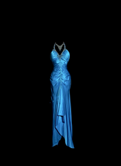 Vintage Mermaid Halter Neck Royal Blue Satin Backless Prom Gown Fairy Prom Dresses SD2907