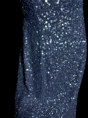 Vintage Mermaid Boat Neck Blue Sequin Backless Prom Gown Fairy Prom Dresses SD2911