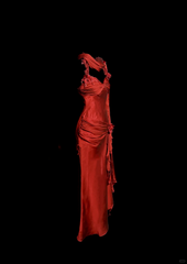 Aesthetic Mermaid Halter Neckline Red Satin Prom Dress Ruffle Long Party Dress SD2912