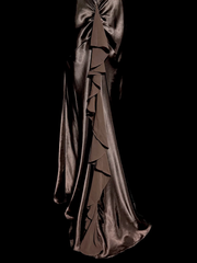 Retro Mermaid V Neckline Chiffon Brown Evening Dress Prom Dresses SD2914