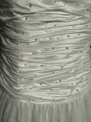 Vintage Ball Gown Strapless Tulle White Prom Gown Fairy Prom Dresses SD2932