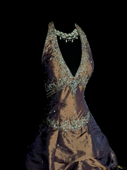 Vintage Ball Gown Halter Brown Sleeveless Long Prom Gown Fairy Prom Dresses SD2933