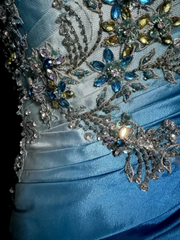 Vintage Mermaid Sweetheart Sleeveless Long Blue Prom Gown Fairy Prom Dresses SD2934